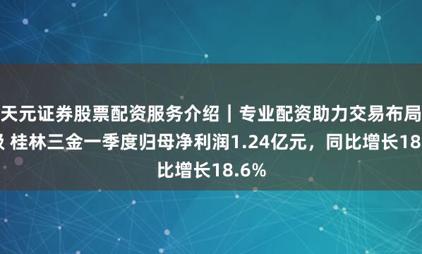 天元证券股票配资服务介绍｜专业配资助力交易布局升级 桂林三金一季度归母净利润1.24亿元，同比增长18.6%