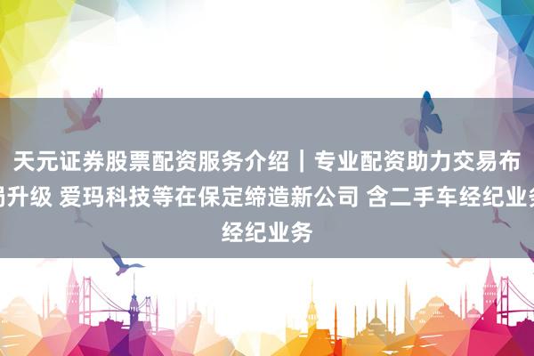 天元证券股票配资服务介绍｜专业配资助力交易布局升级 爱玛科技等在保定缔造新公司 含二手车经纪业务