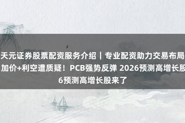 天元证券股票配资服务介绍｜专业配资助力交易布局升级 加价+利空遭质疑！PCB强势反弹 2026预测高增长股来了