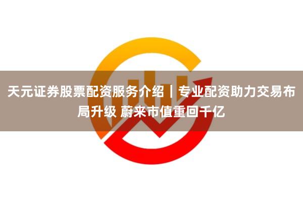 天元证券股票配资服务介绍｜专业配资助力交易布局升级 蔚来市值重回千亿