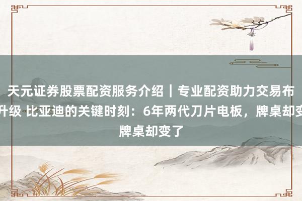 天元证券股票配资服务介绍｜专业配资助力交易布局升级 比亚迪的关键时刻：6年两代刀片电板，牌桌却变了