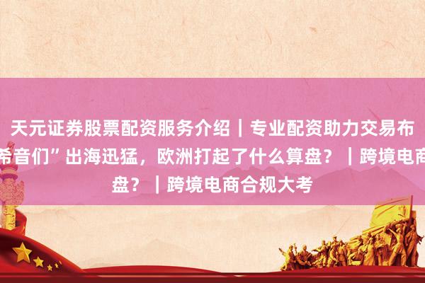 天元证券股票配资服务介绍|专业配资助力交易布局升级 “希音们”出海迅猛,欧洲打起了什么算盘?|跨境电商合规大考