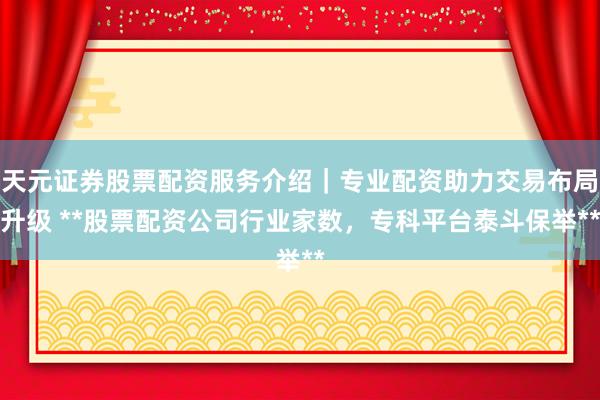 天元证券股票配资服务介绍｜专业配资助力交易布局升级 **股票配资公司行业家数，专科平台泰斗保举**