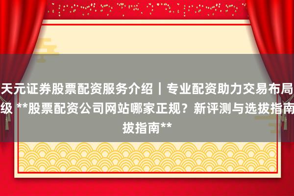 天元证券股票配资服务介绍｜专业配资助力交易布局升级 **股票配资公司网站哪家正规？新评测与选拔指南**