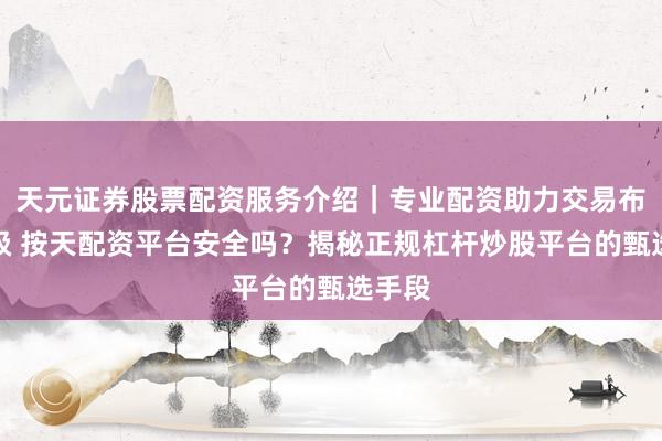 天元证券股票配资服务介绍｜专业配资助力交易布局升级 按天配资平台安全吗？揭秘正规杠杆炒股平台的甄选手段